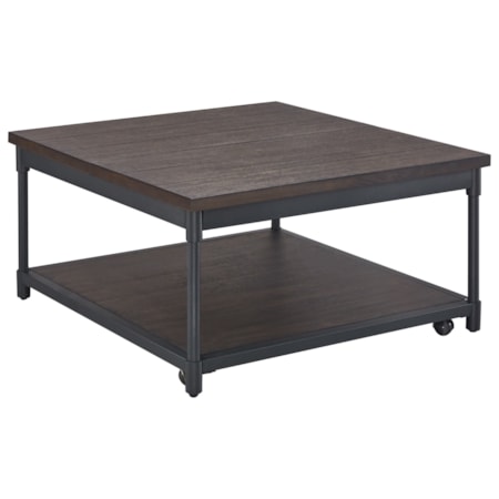 Lift-Top Square Cocktail Table w/ Casters