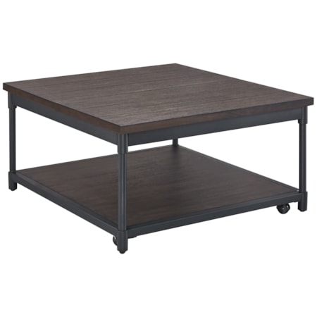 Lift-Top Square Cocktail Table w/ Casters