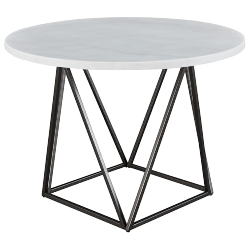 Contemporary White Marble Top Round Dining Table