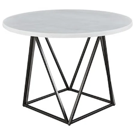 Contemporary White Marble Top Round Dining Table
