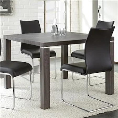 Charcoal Gray Finish Silver Shield Kitchen Dining Table with Laminate Top and Chrome Accents