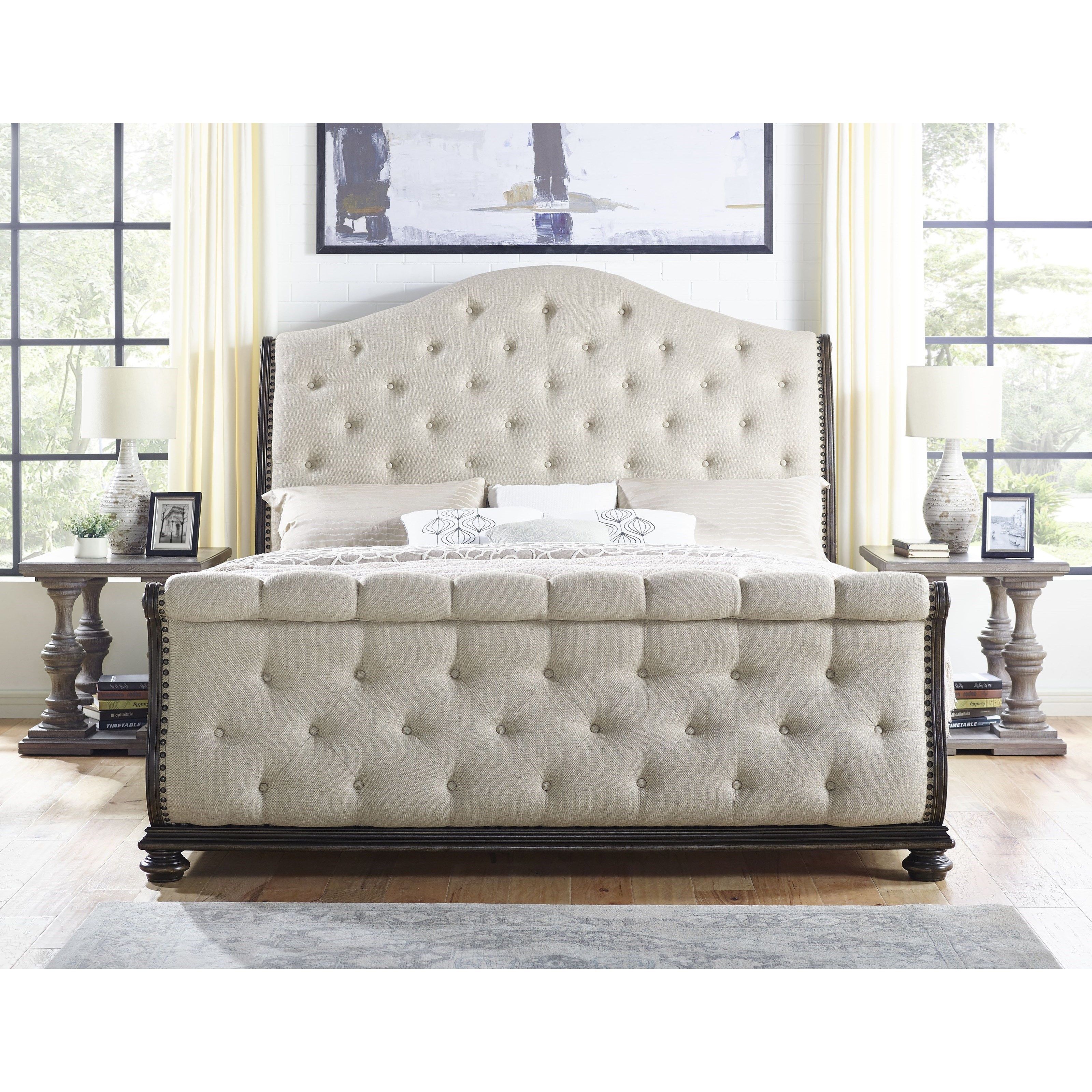 Queen Upholstered Sleigh Bed