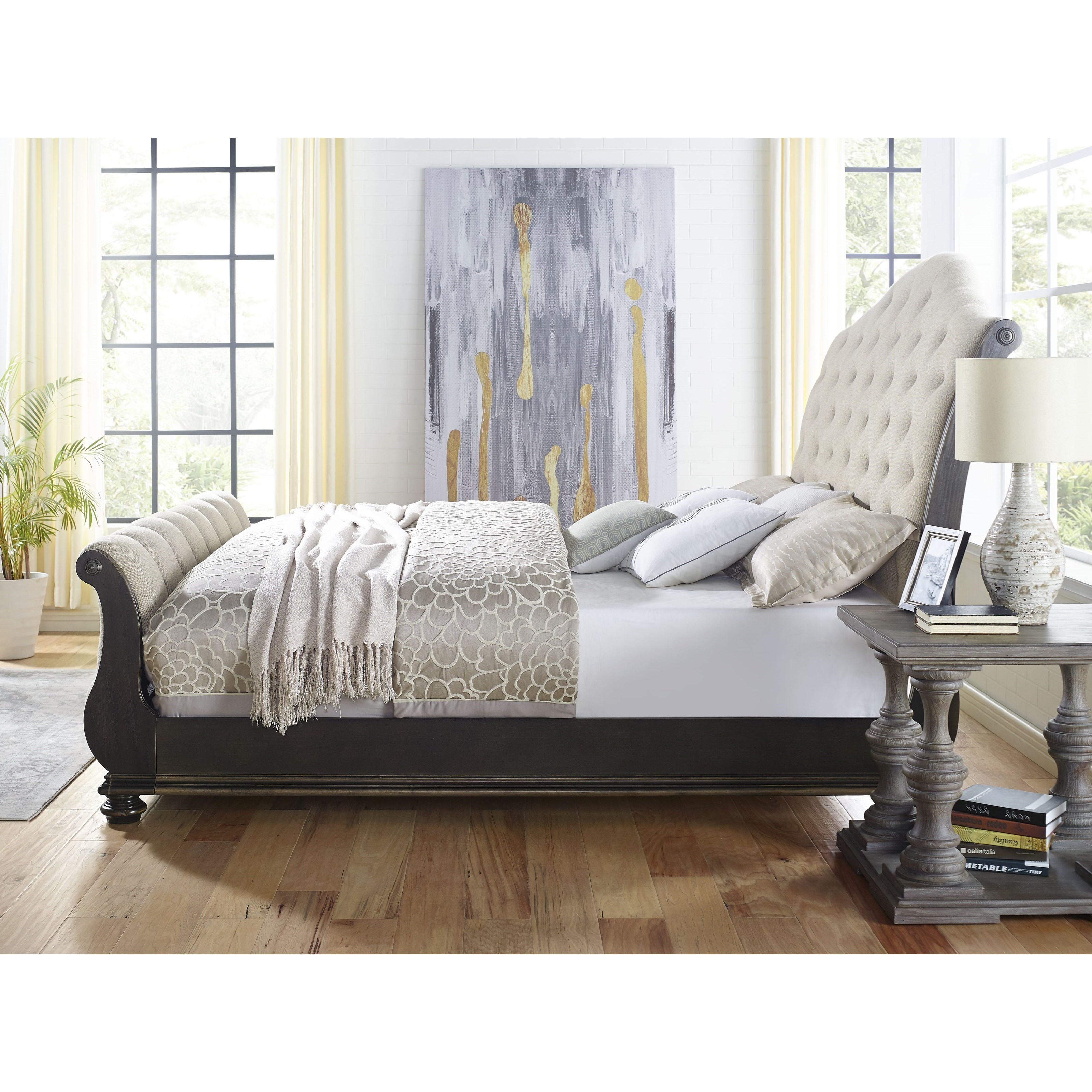 Queen Upholstered Sleigh Bed