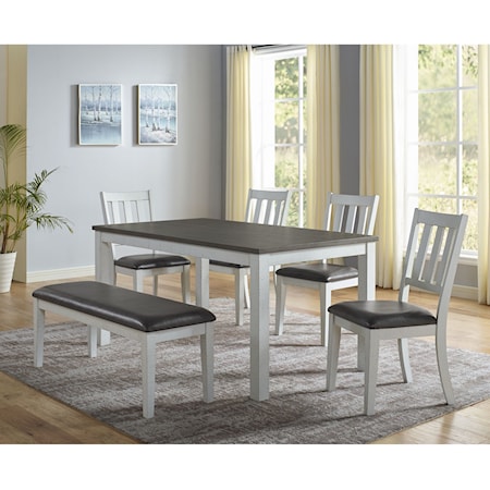 6-Piece Table and Chair Set with Bench