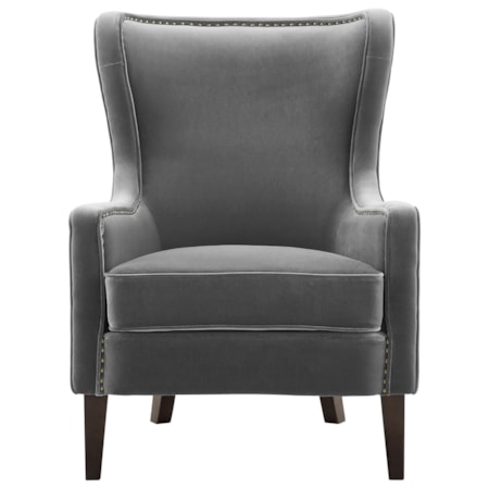 Velvet Accent Chair w/ Nailhead Trim