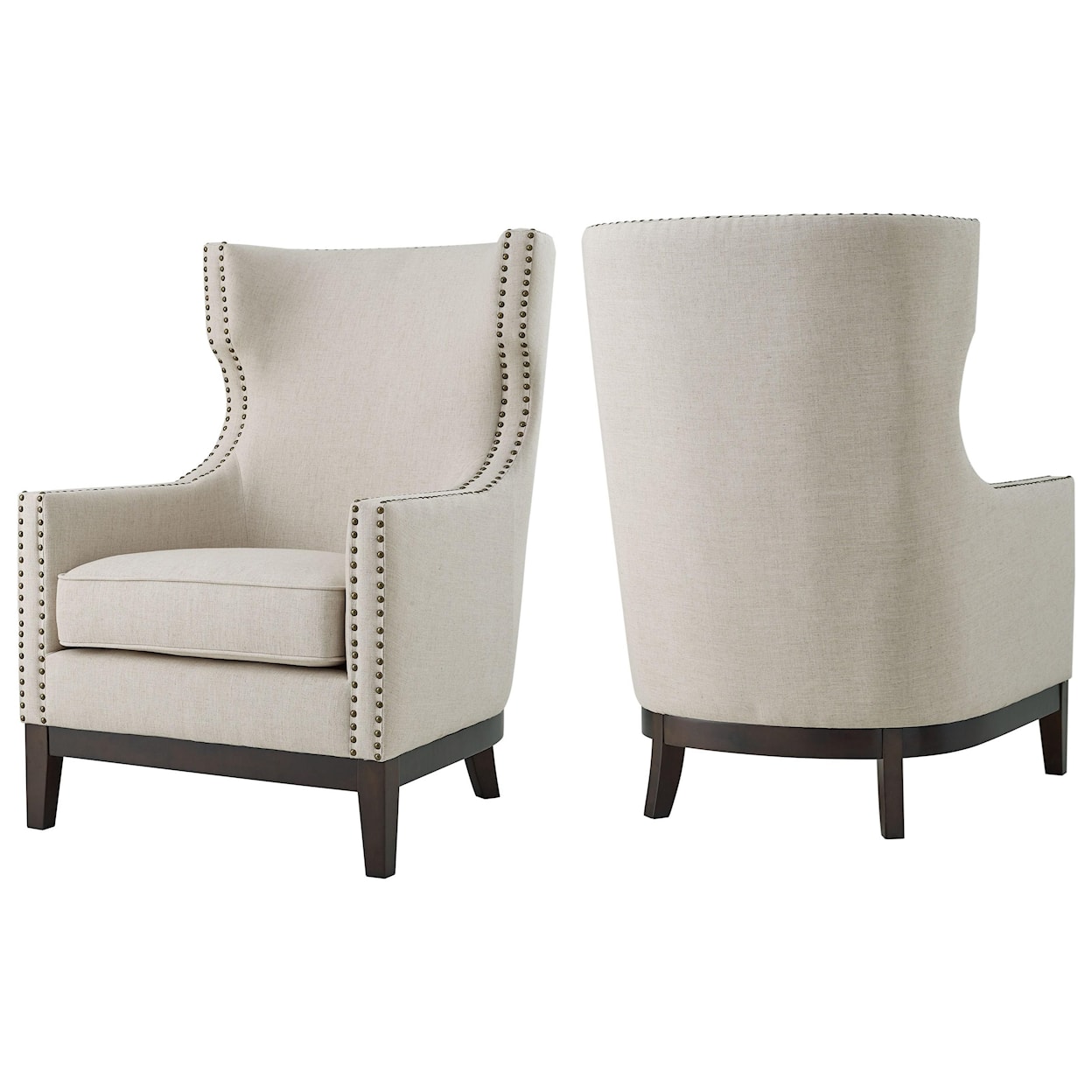 Steve Silver Roswell Linen Accent Chair with Brass Nailhead Trim