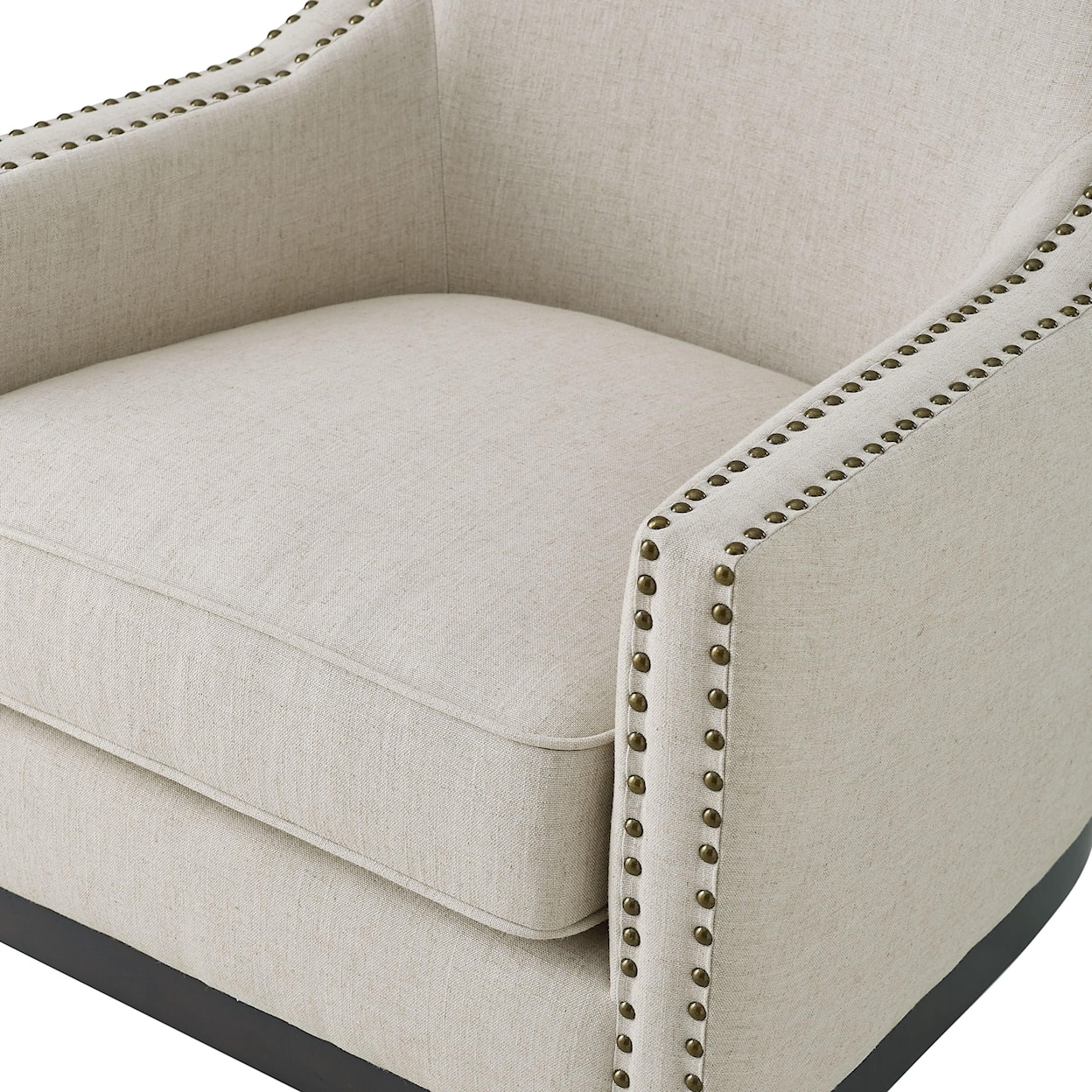 Steve Silver Roswell Linen Accent Chair with Brass Nailhead Trim