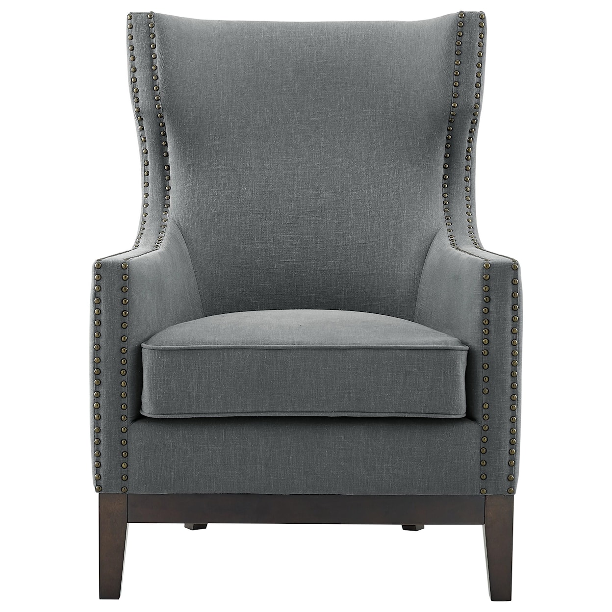 Prime Roswell Linen Accent Chair with Brass Nailhead Trim