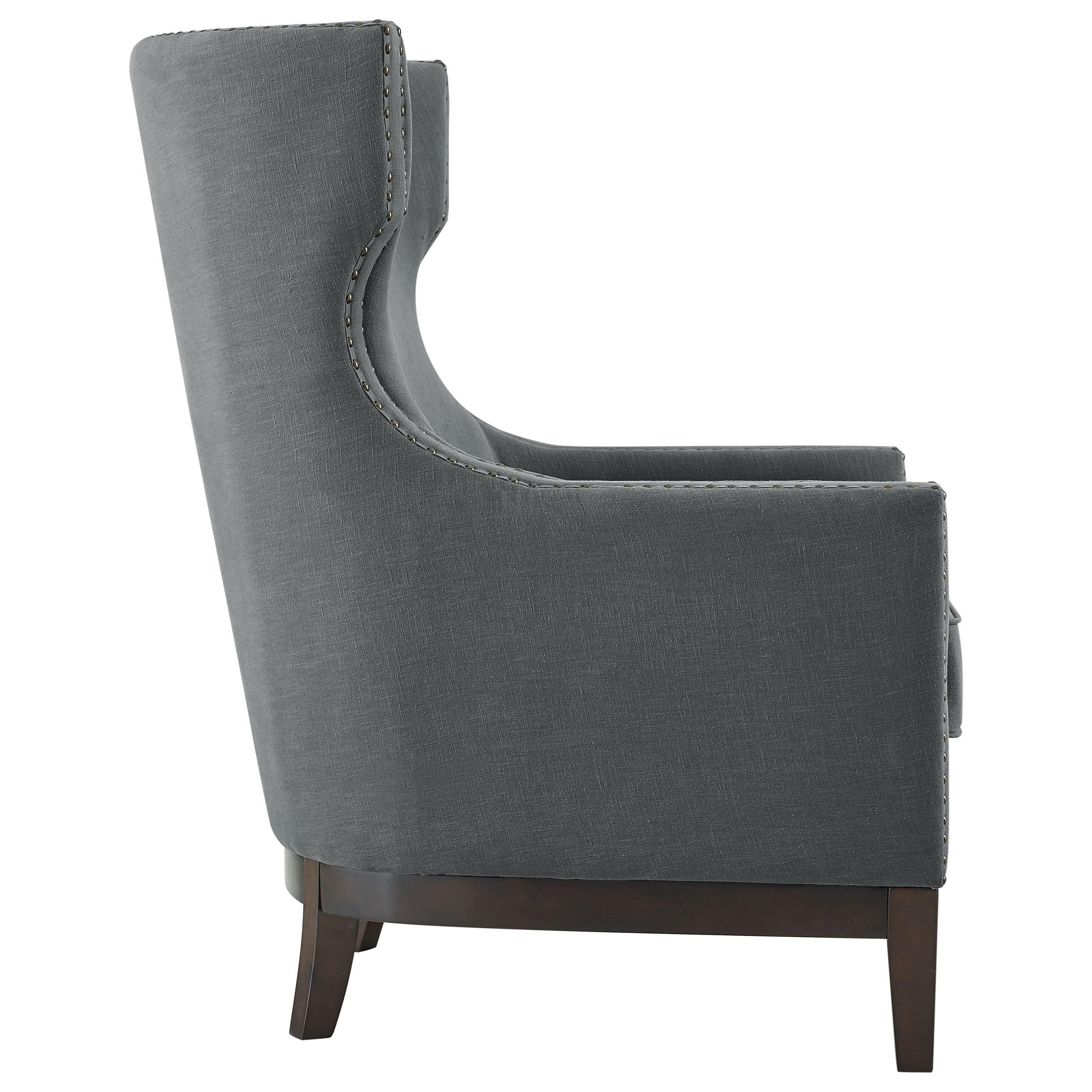 Steve Silver Roswell Linen Accent Chair with Brass Nailhead Trim