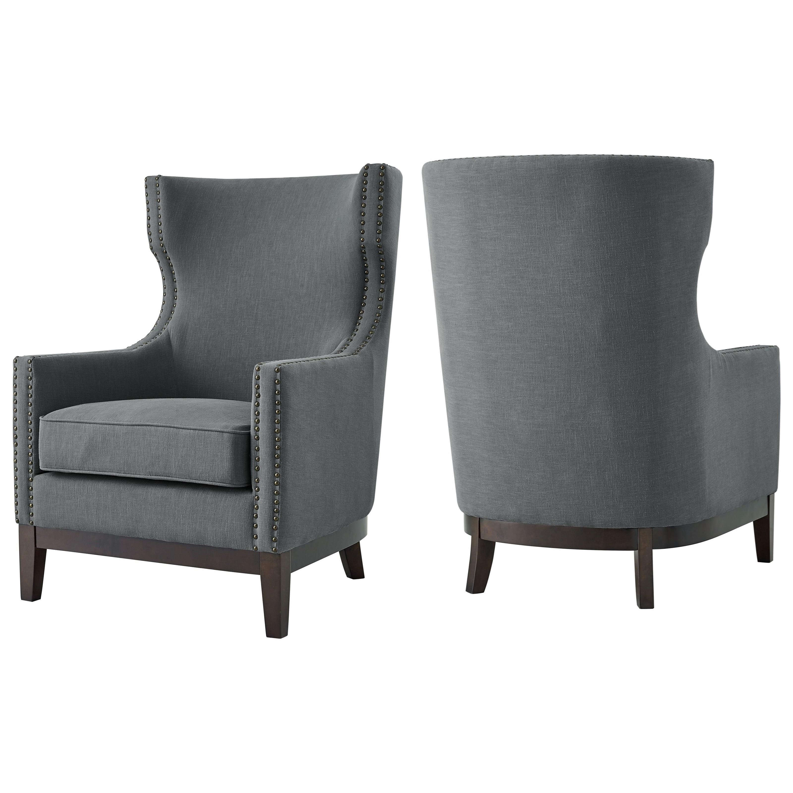 Prime Roswell RW850ACG Transitional Linen Accent Chair with Brass