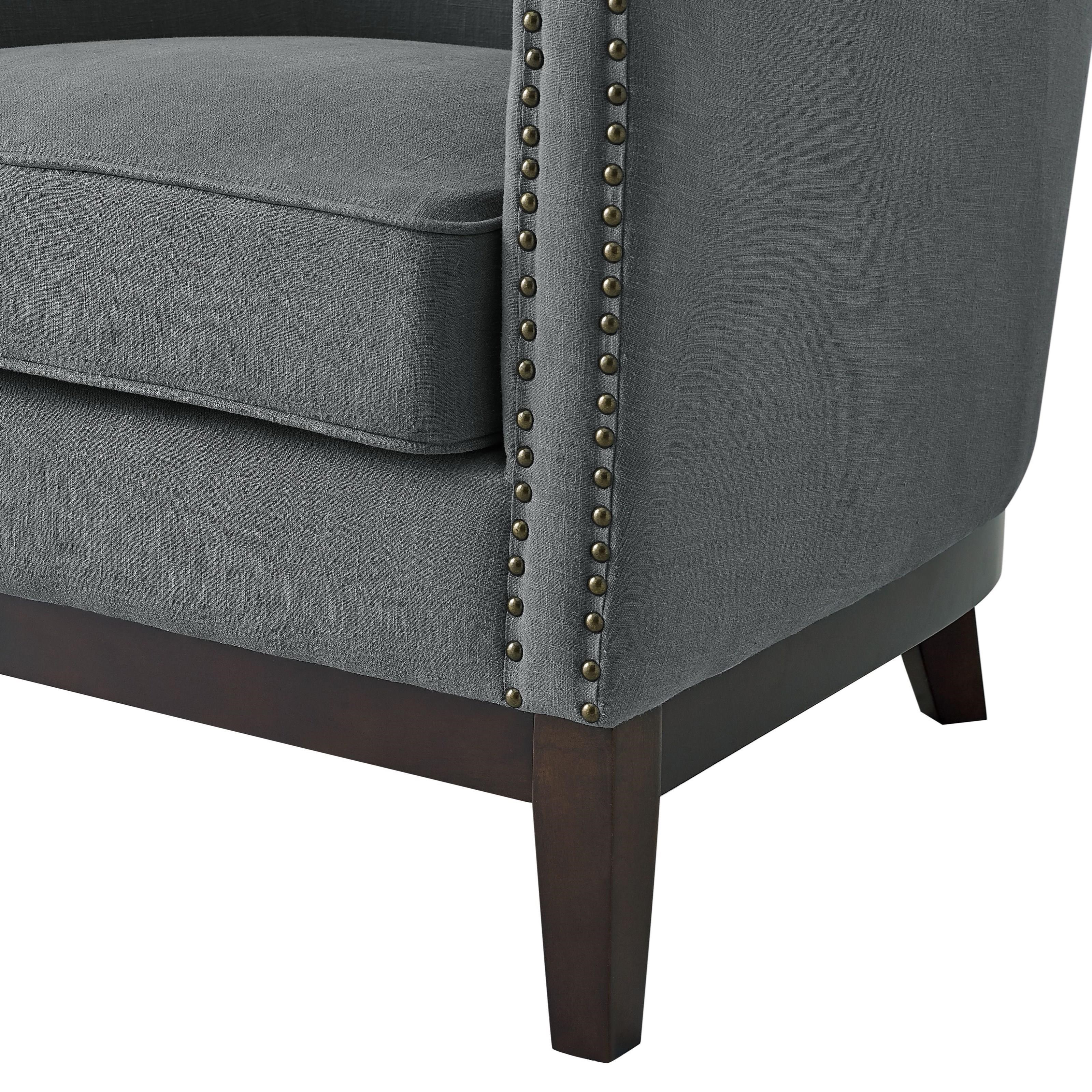 Prime Roswell RW850ACG Transitional Linen Accent Chair with Brass