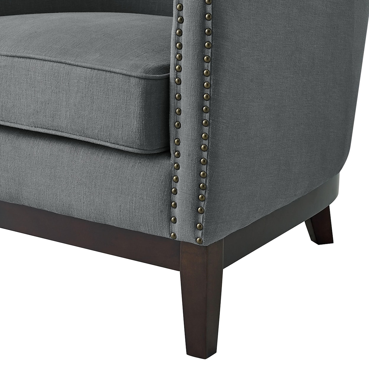 Prime Roswell Linen Accent Chair with Brass Nailhead Trim
