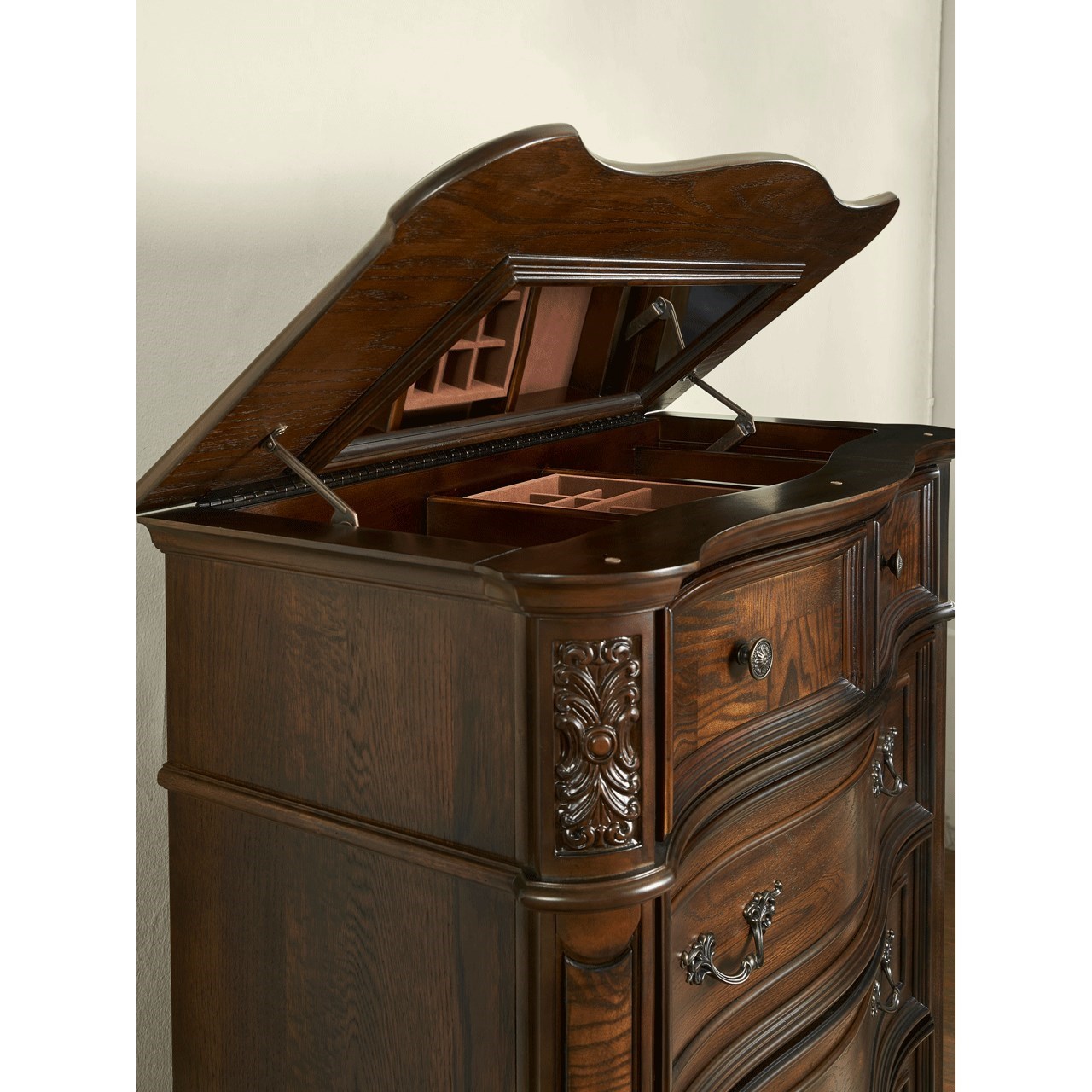 Steve Silver Royale RY900CT Lift Top Chest with Jewelry Storage Brown