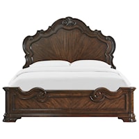 King Bed with Cathedral Veneers and Scroll Detailing