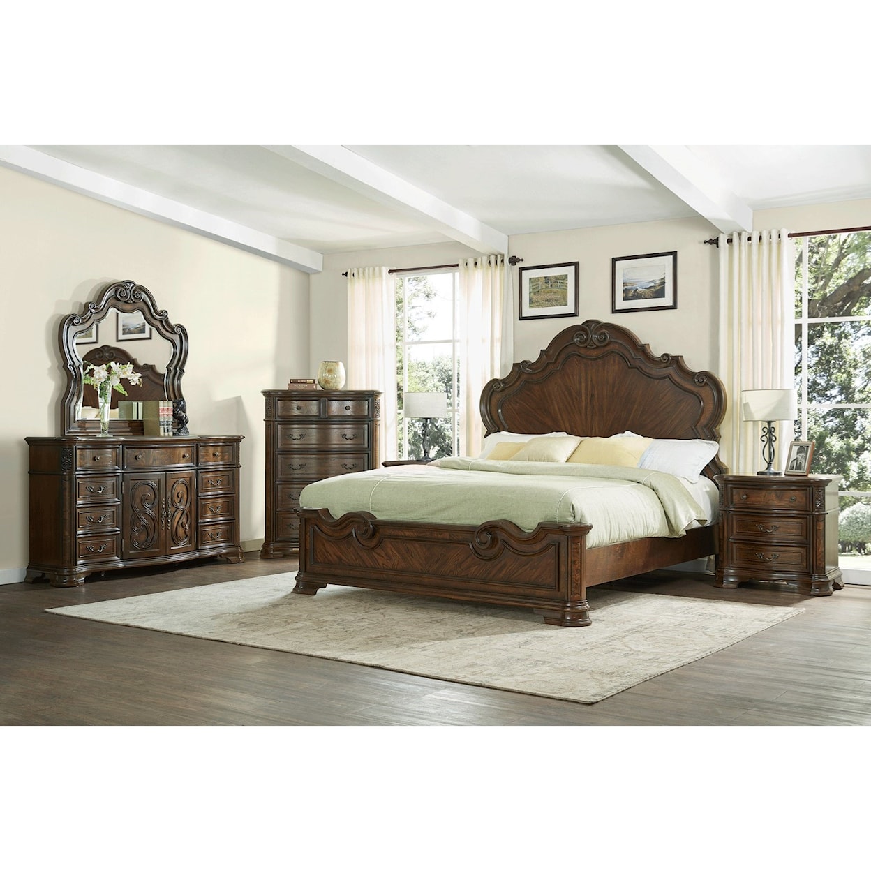 Steve Silver Royale King Scroll Detail Bed