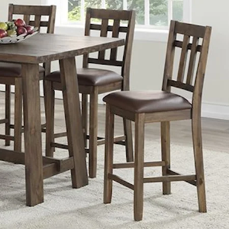 Rustic Counter Height Dining Side Chair with Upholstered Seating