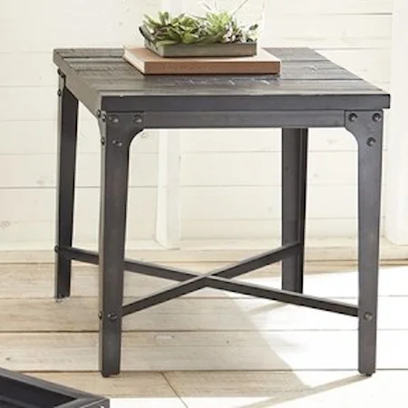 Square End Table with Iron Frame
