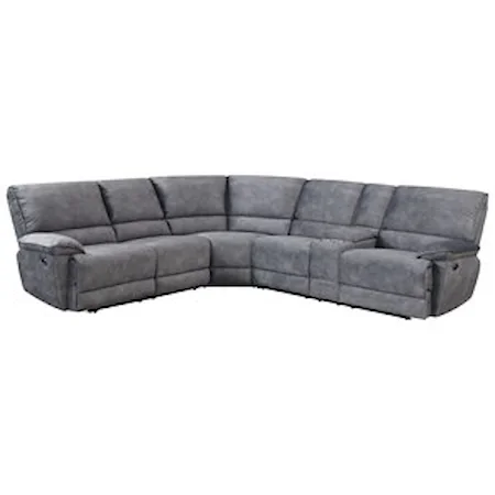 Casual 4-Seat Power Reclining Sectional Sofa with USB Ports and Cupholders