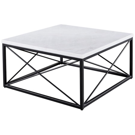 White Marble Top Square Cocktail Table