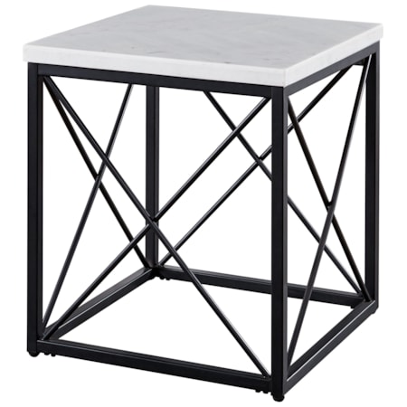 White Marble Top Square End Table