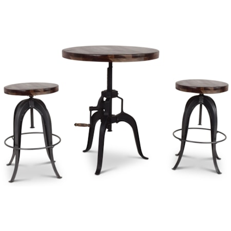 3 Pc Bar Table and Stool Set