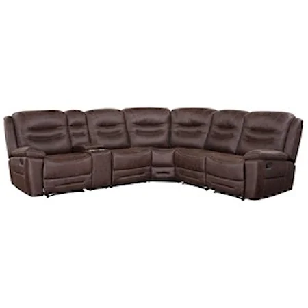 Casual 6-Piece Manual Reclining Sectional with Cup Holders