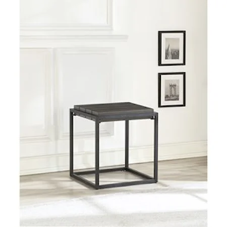 Contemporary End Table with Iron Base