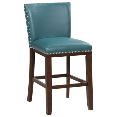 Bonded Leather Counter Height Chair with Nailhead Trim