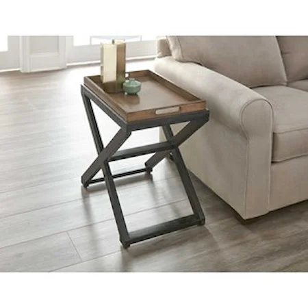 Transitional Chairside Table with Reversible Tray Top