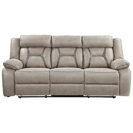 Casual Manual Recliner Sofa w/Drop Down Center & Power Strip