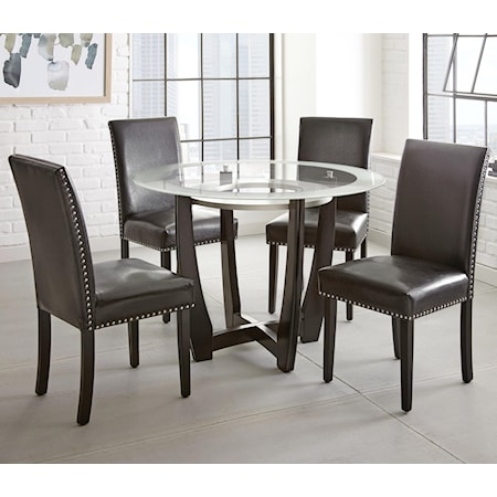 5pc 45&quot; Round Glass Top Dining Table Set
