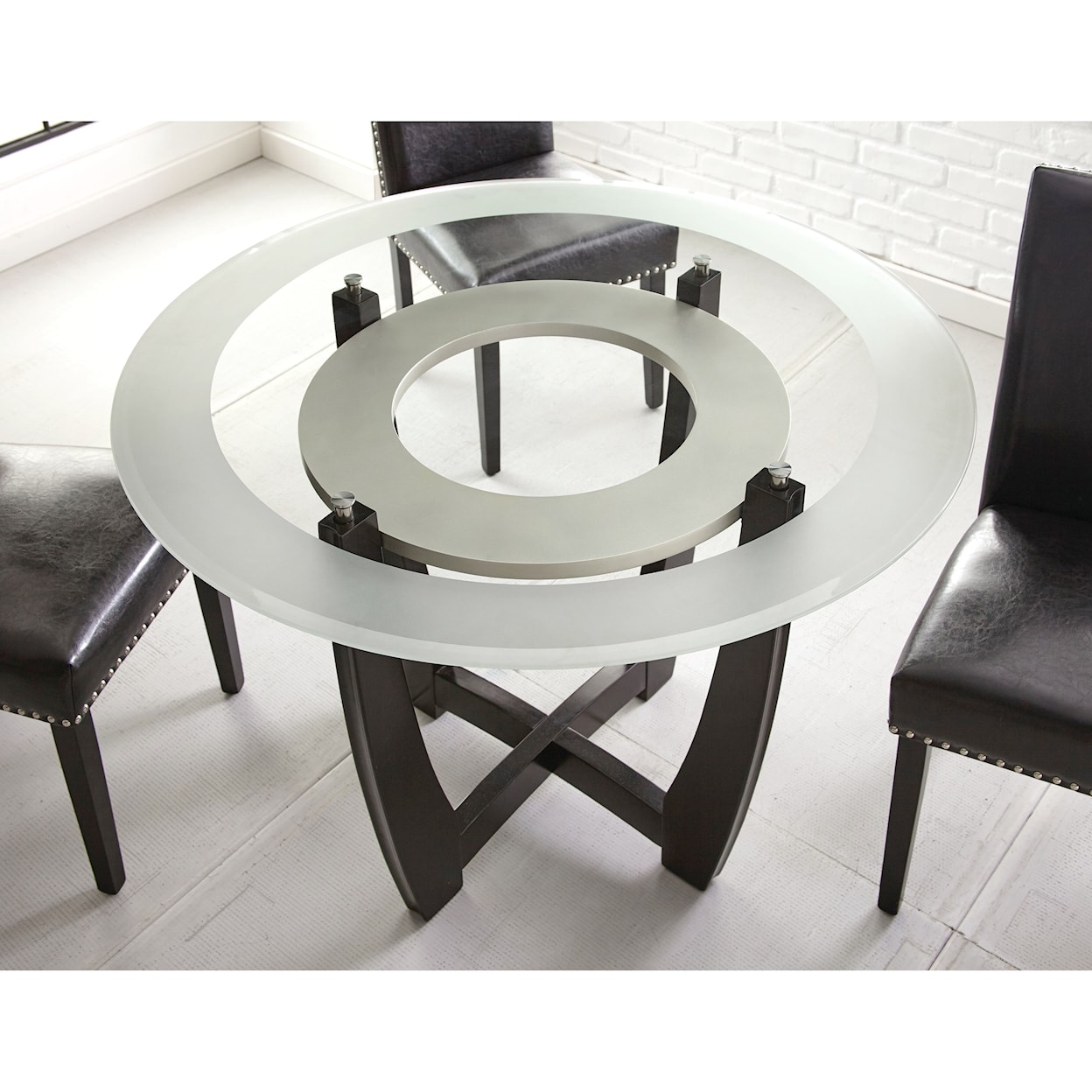 Prime Verano 5pc 45" Round Glass Top Dining Table Set