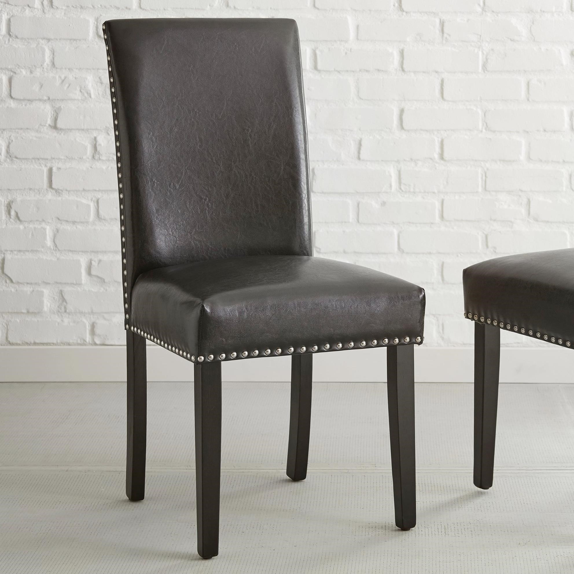 Black leather parsons chair deals