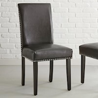 Parsons Black PU Faux Leather Side Chair with Nailhead Trim