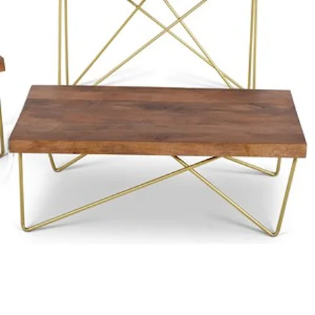 Contemporary Brass Inlay Cocktail Table
