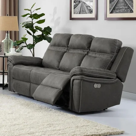 Casual Power Reclining Sofa with Power Tilt Headrests and USB Charging Ports