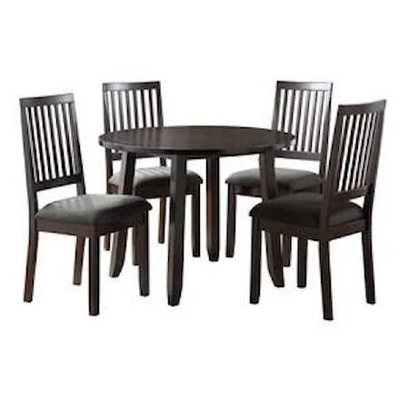 5-Piece Dining Table Set with Round Table and 4 Slat Back Chairs