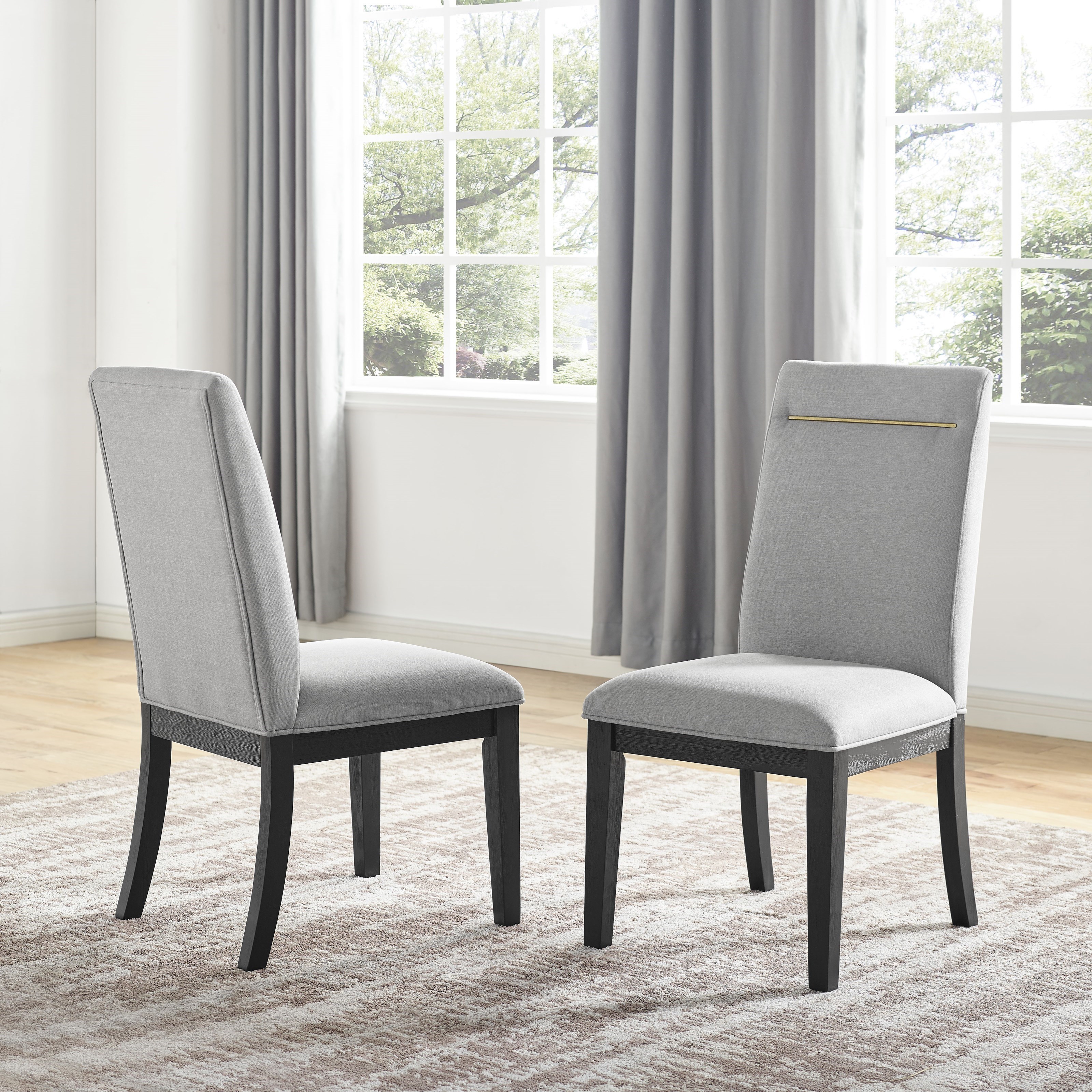 Silver upholstered sales dining chairs