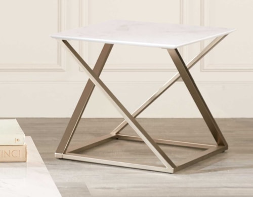 Modern End Table with Faux Marble Top