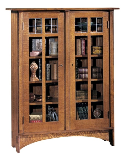 Double Glass Door Bookcase with 8 Shelves