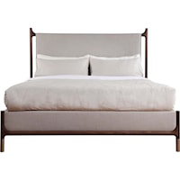 Mid-Century Modern Queen Solid Wood Upholstered Bed
