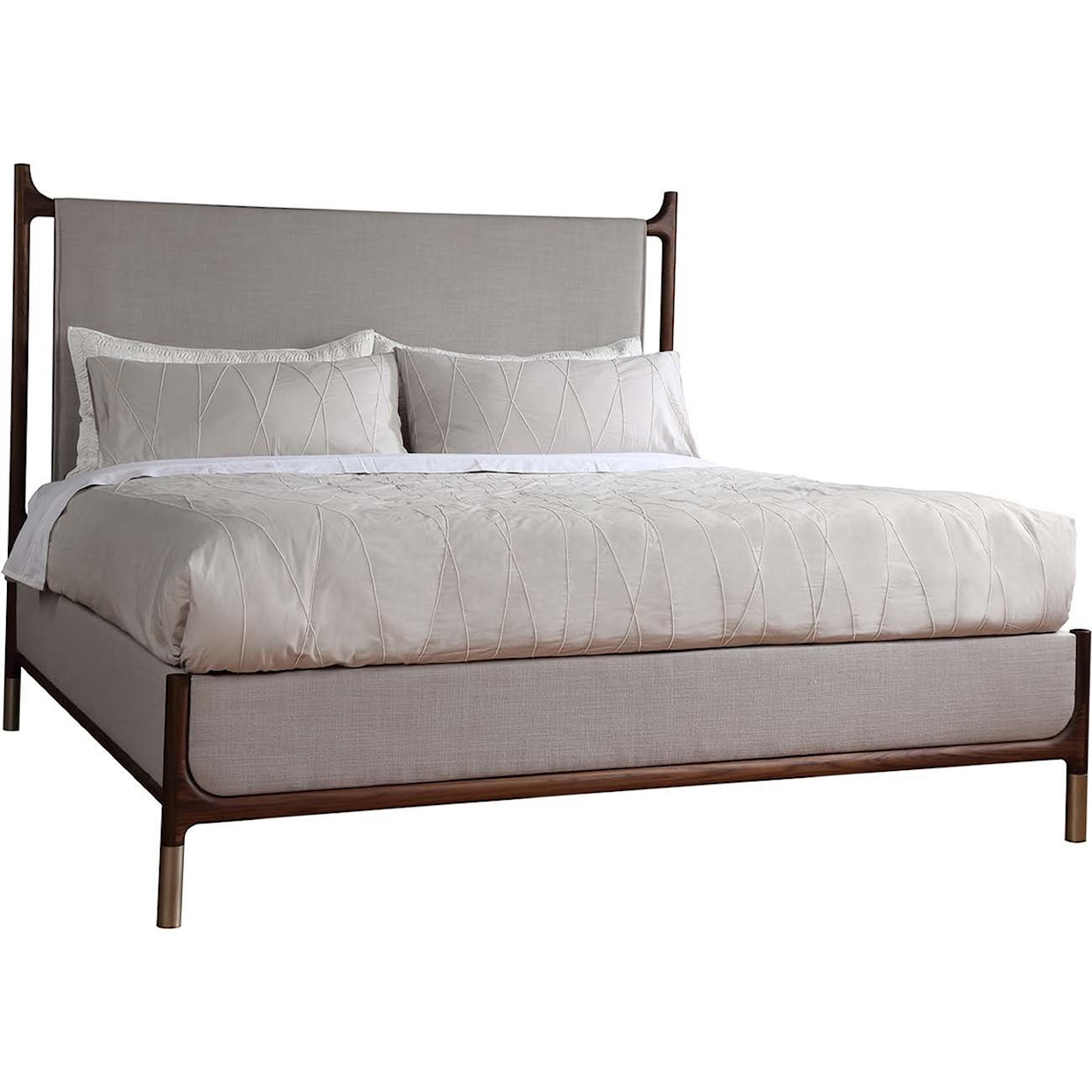 Stickley Walnut Grove Queen Solid Wood Upholstered Bed