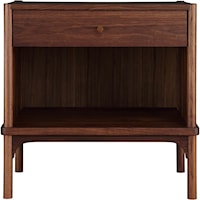 Mid-Century Modern Open Solid Wood Nightstand