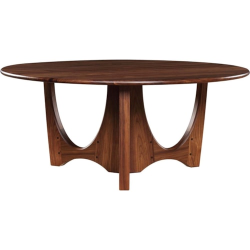 Mid-Century Modern Solid Wood Round Cocktail Table