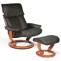 Medium Reclining Chair and Ottoman with Classic Base