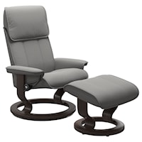 Medium Reclining Chair and Ottoman with Classic Base