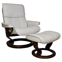 Medium Reclining Chair and Ottoman with Classic Base