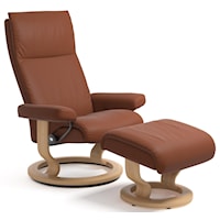 Small Reclining Chair and Ottoman with Classic Base