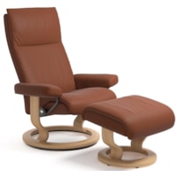 Medium Reclining Chair and Ottoman with Classic Base