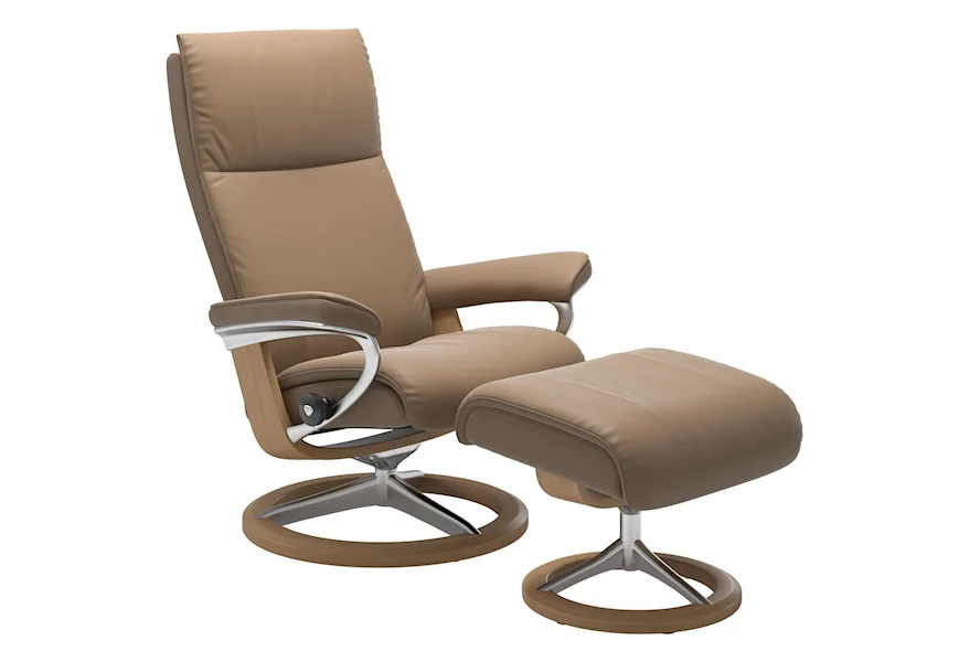 Aura Large Reclining Chair and Ottoman by Stressless by Ekornes at Jordan's Home Furnishings